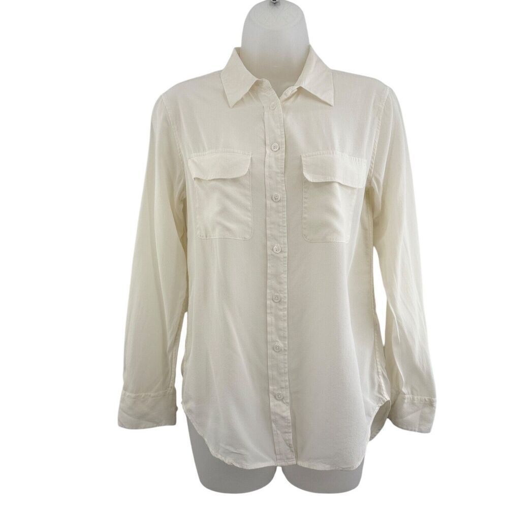 Equipment Femme Silk Button Down Shirt Cream Long Sleeve Work Women's XS